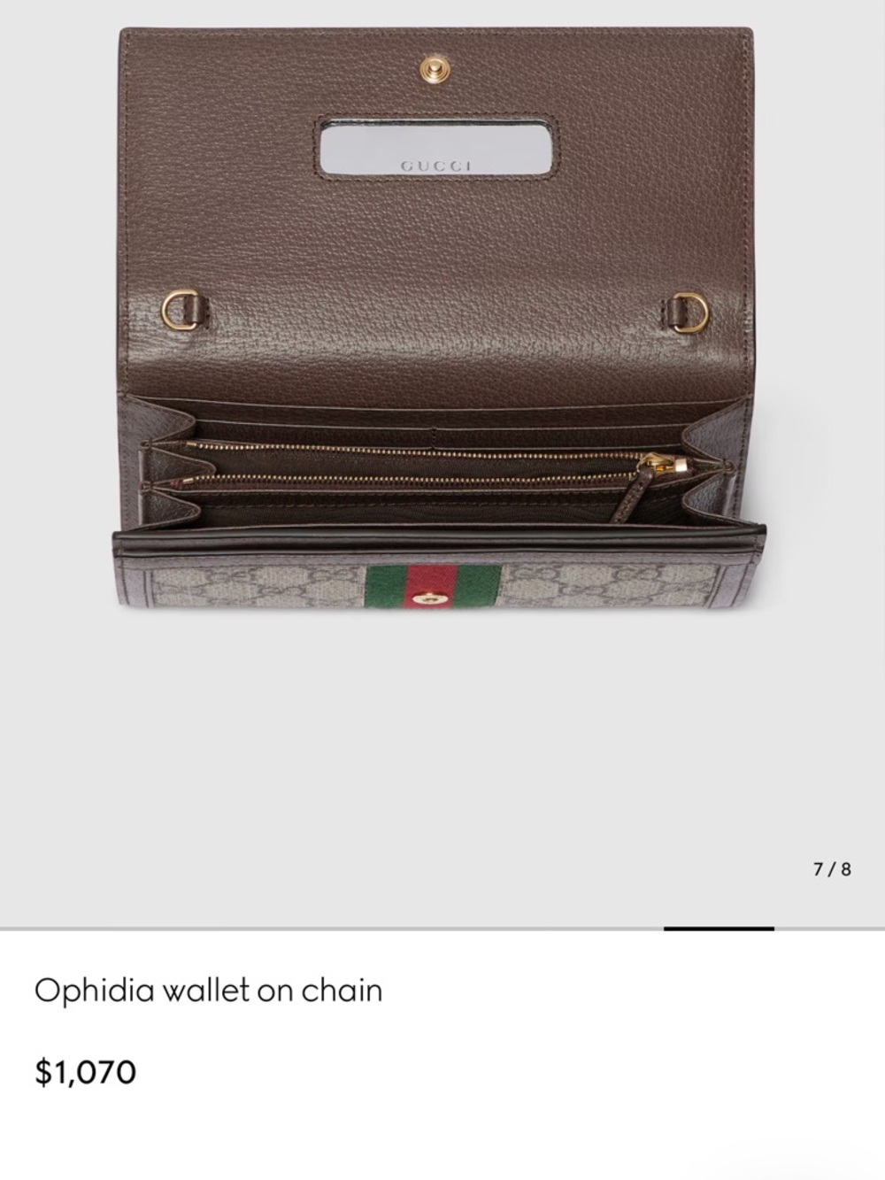 Gucci Beige GG Canvas Wallet with Green and Red Web and Gold Hardware - Picture 8 of 8